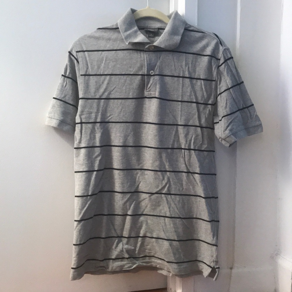 Merona Grey/Black Striped Collared Shirt Sz Small